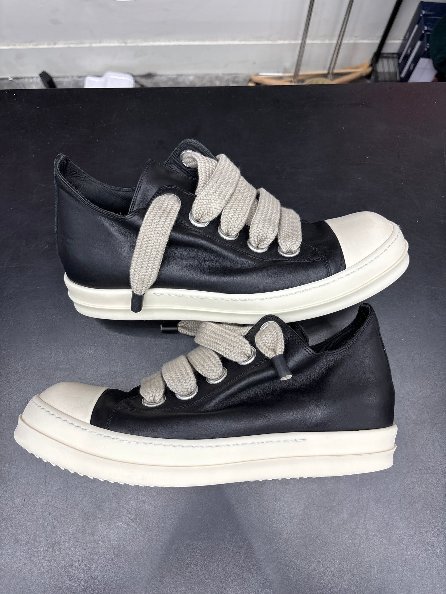 Rick Owen Jumbo Lace Black Leather (U) - 46(13) (NB)