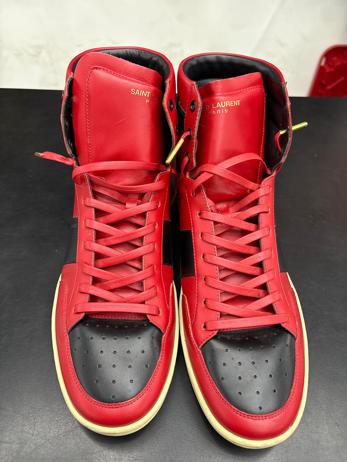 Saint Laurent Red High Top Sneaker (U) - 44.5 (NB)**