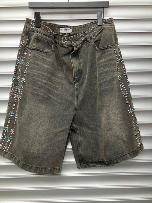 Vale Rhinestone Denim Shorts - 34