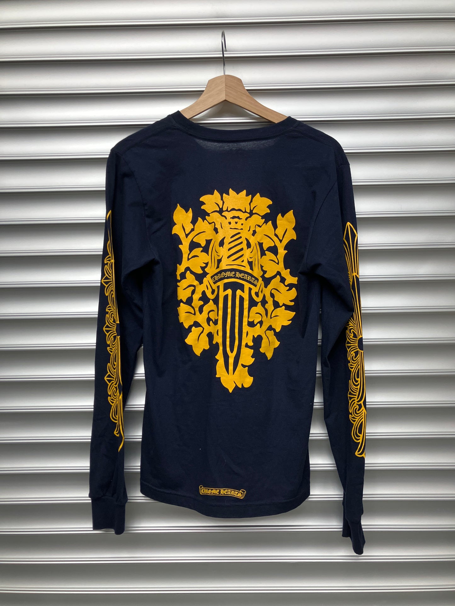 Chrome Hearts Navy Yellow Dagger Pocket Long Sleeve - S