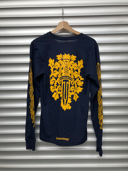 Chrome Hearts Navy Yellow Dagger Pocket Long Sleeve - S