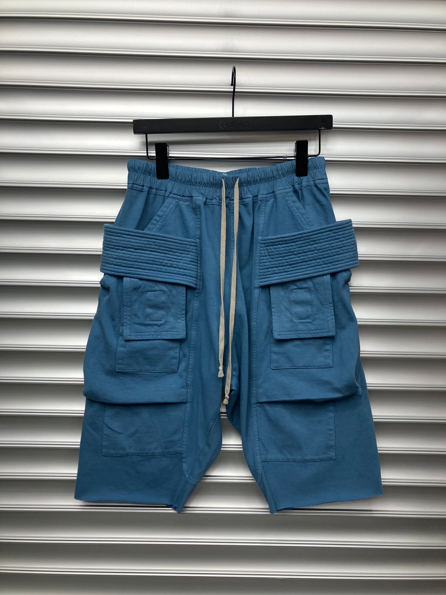 Rick Owens Blue Creatch Cargo Shorts- S