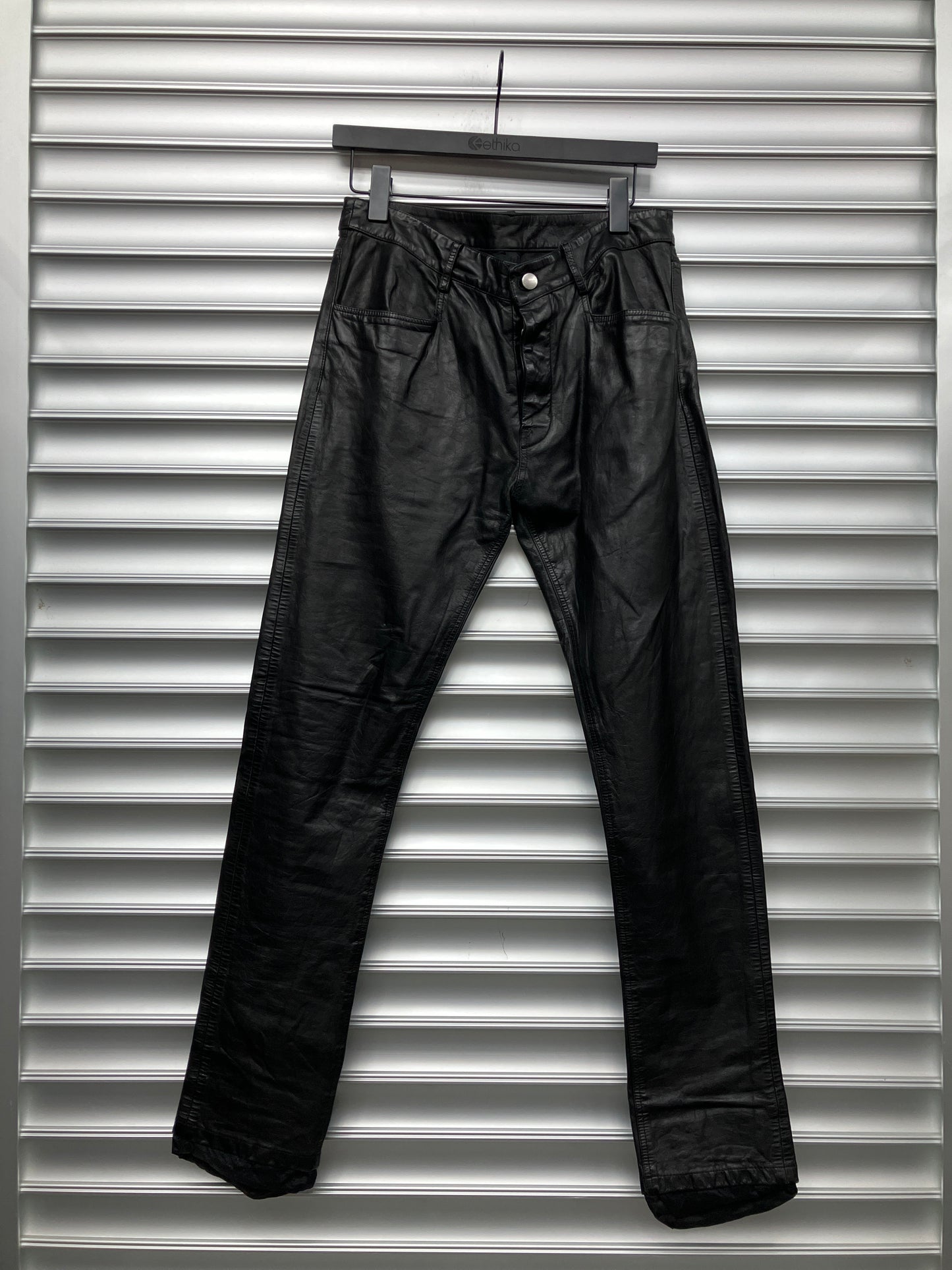 Rick Owens Black Leather Pant - 48