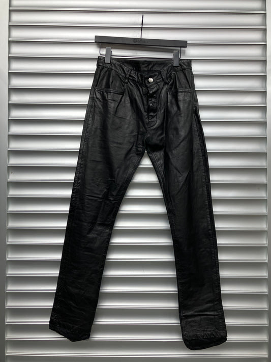 Rick Owens Black Leather Pant - 48