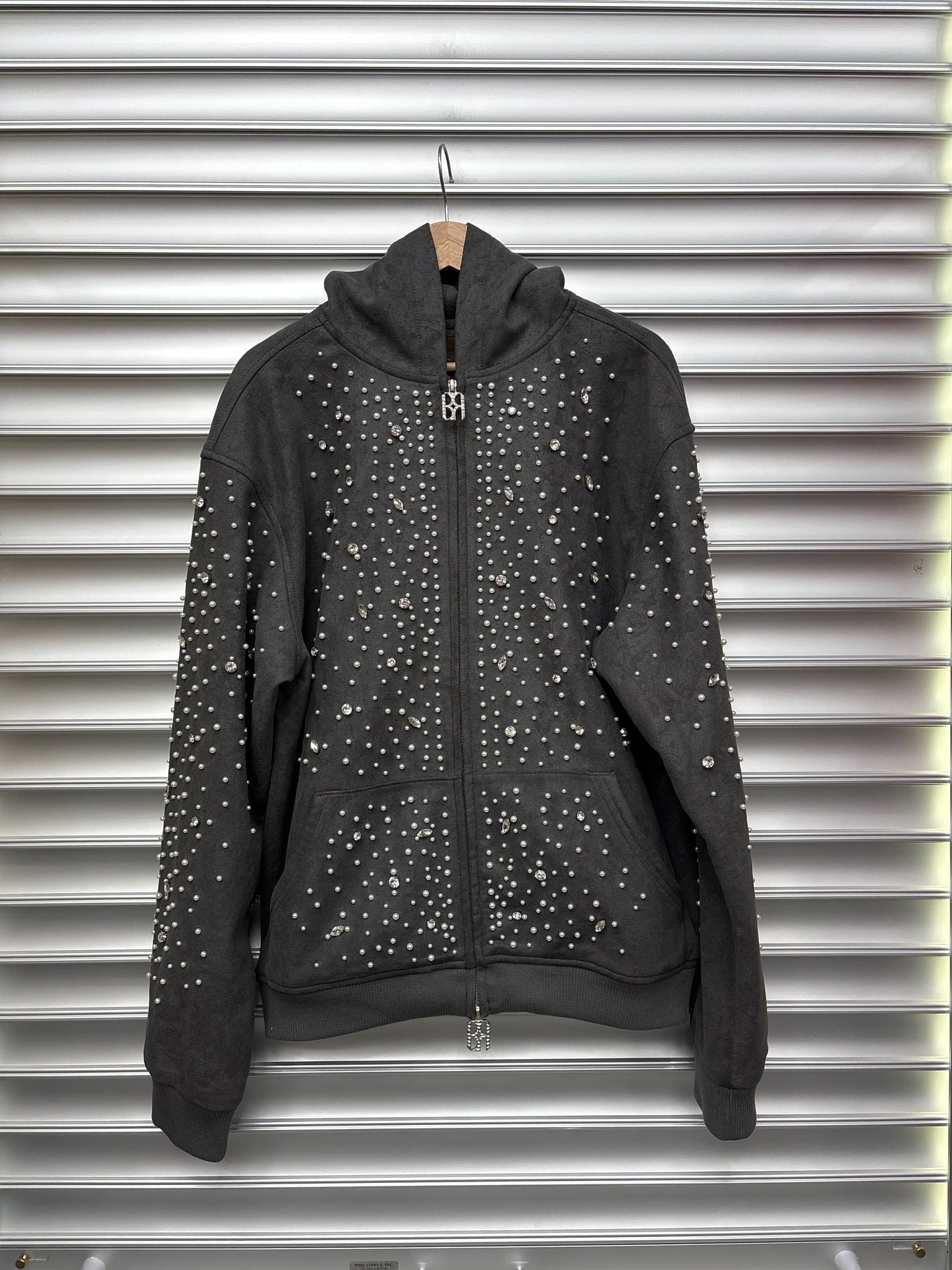 BORC Grey Rhinestone Zip Up - XL