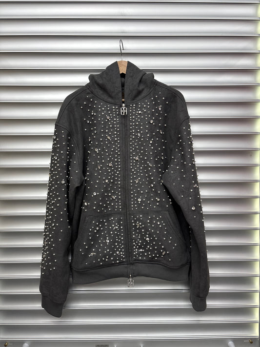 BORC Grey Rhinestone Zip Up - XL