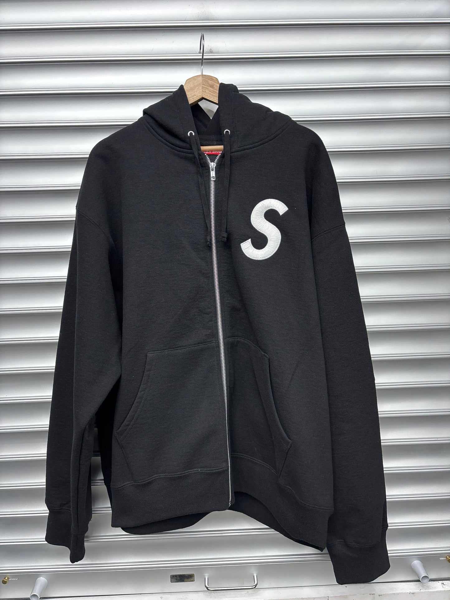 Supreme Black S Logo Zip Up - XL**