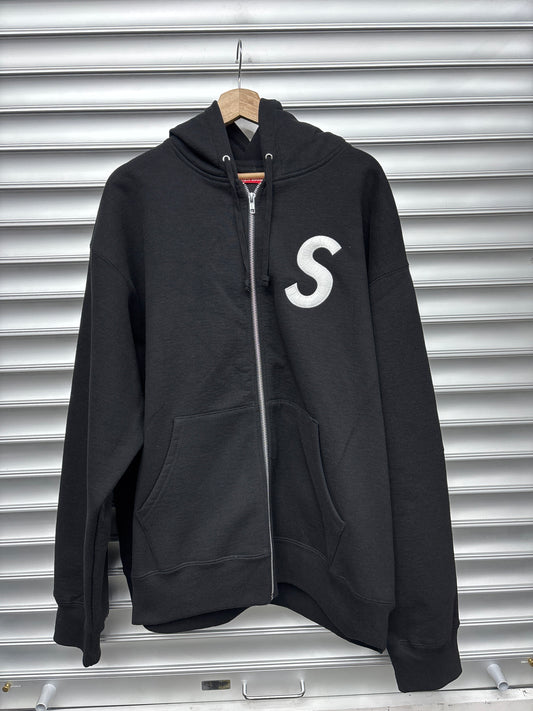 Supreme Black S Logo Zip Up - XL**