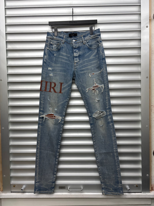 Amiri Brown Patch Denim - 33**