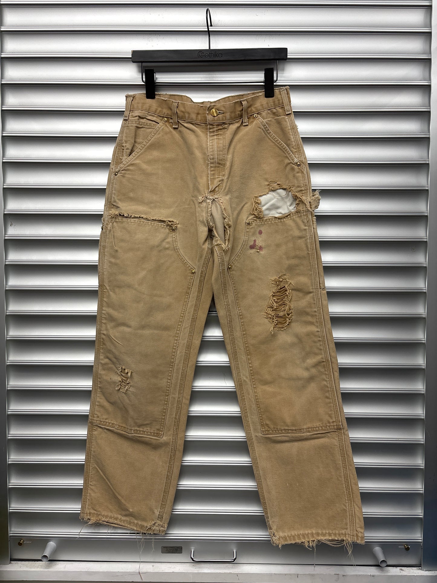 Vintage Tan Repaired Carhartt Double Knees - 32