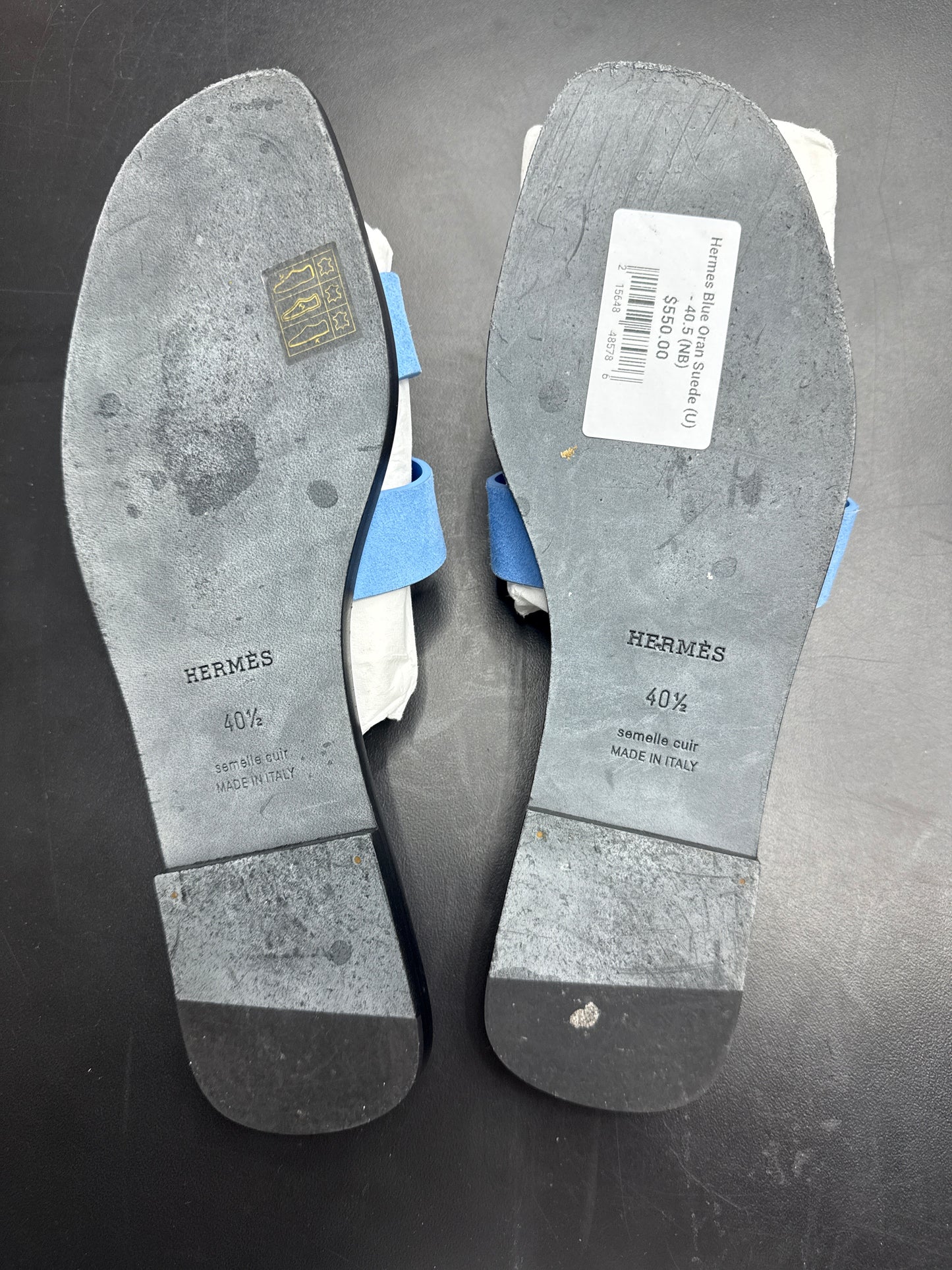 Hermes Blue Oran Suede (U) - 40.5 (NB)