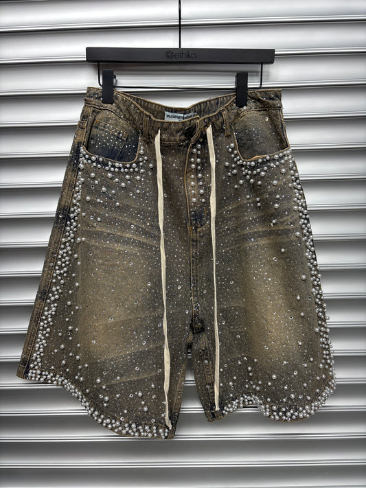 Vale Light Wash Pearl Shorts - 32