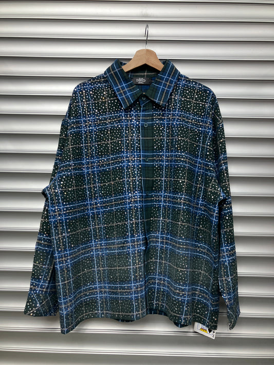 HMDD Blue Rhinestone Flannel - XL