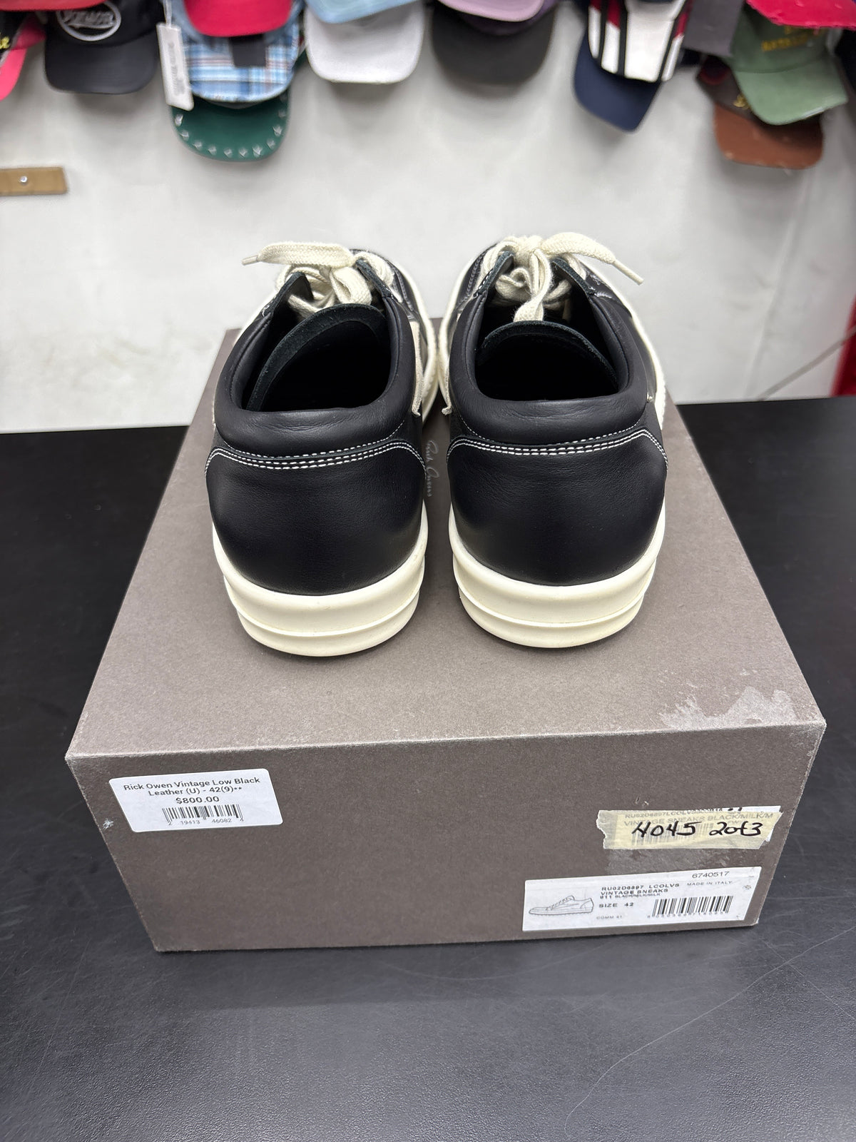 Rick Owen Vintage Low Black Leather (U) - 42(9)**