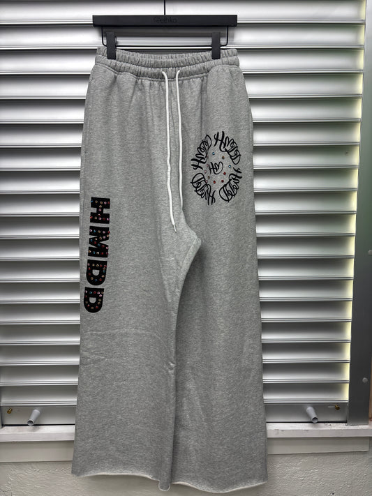 HMDD Grey Rhinestone Sweatpants - Medium
