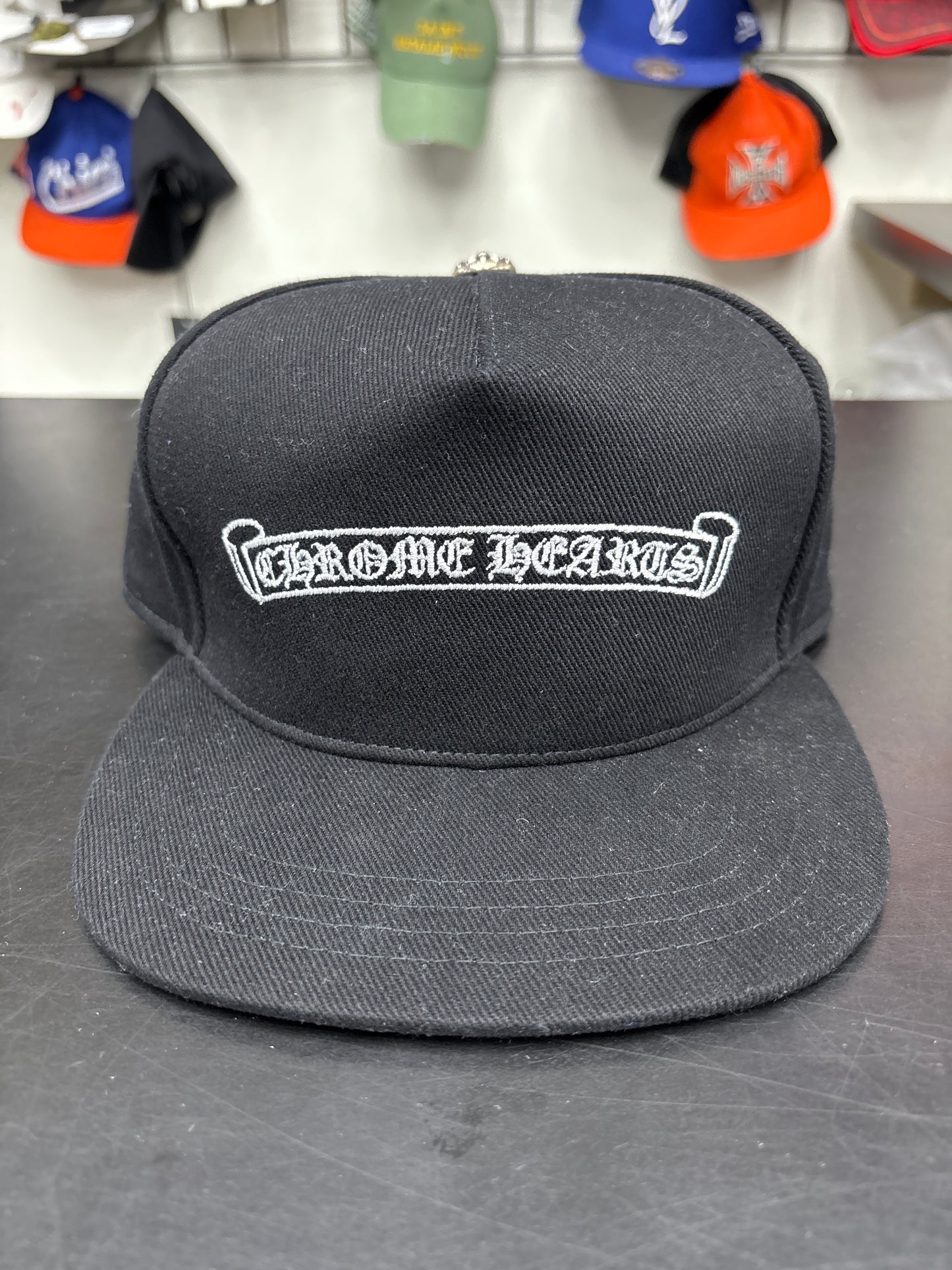 Chrome Heart Black Denim Scroll Hat