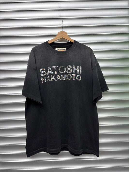 Satoshi Nakamoto Rhinestone Jewel Tee - XL