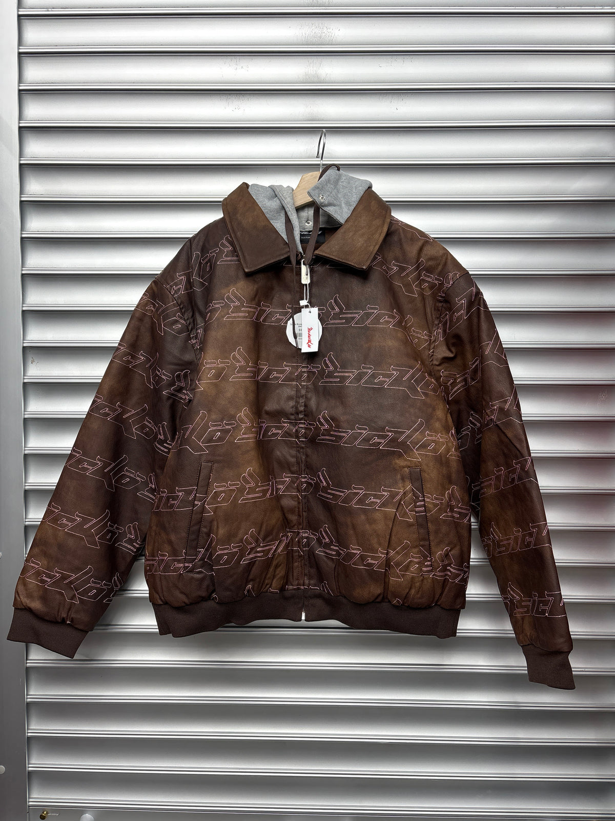 Sicko Brown Pink Leather Jacket - L**