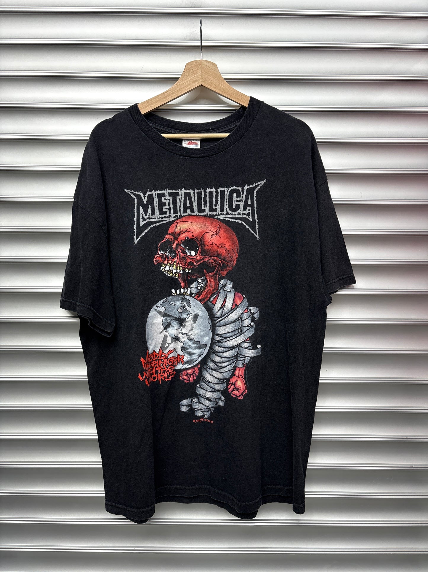 Vintage Metallic Red Skull Tee - XL