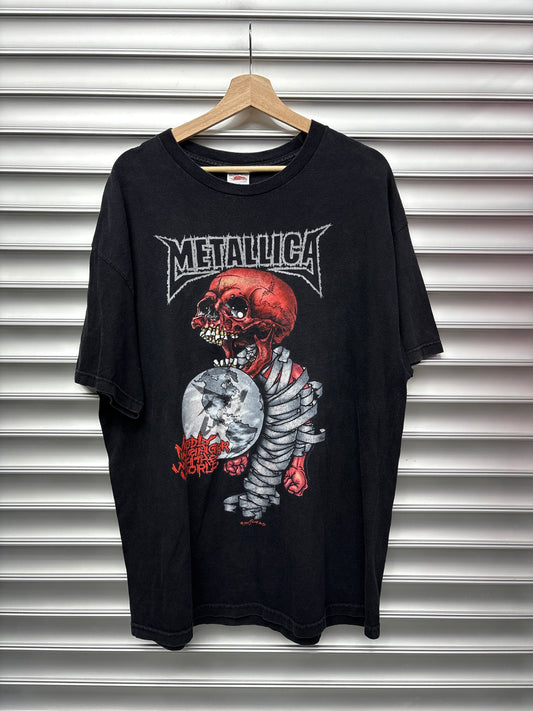 Vintage Metallic Red Skull Tee - XL