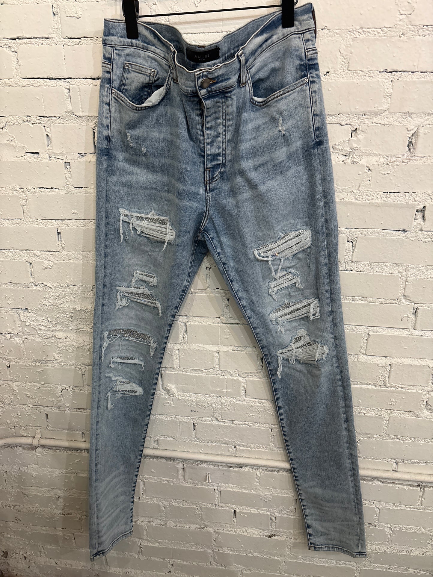 Amiri MX-1 Rhinestone Denim - 38