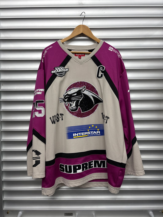 Supreme Pink Rhinestone Panther Tee - XL**