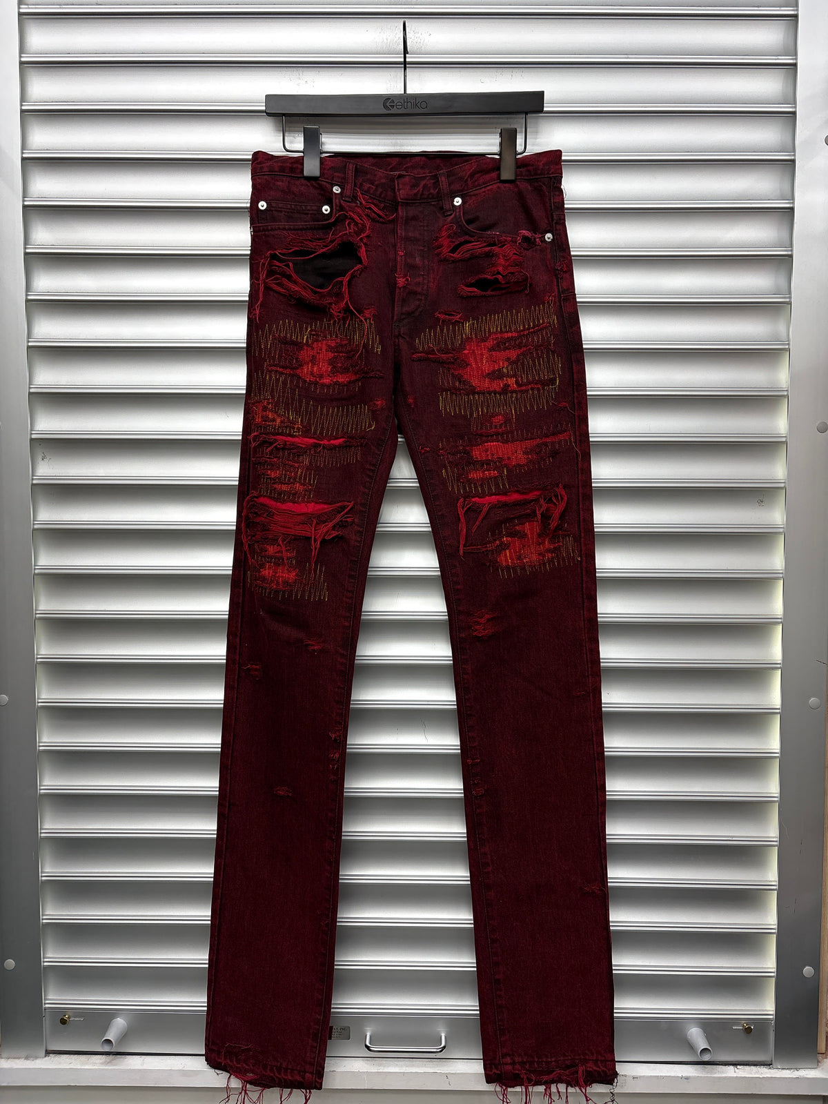Dior Red Distressed Denim - 29**