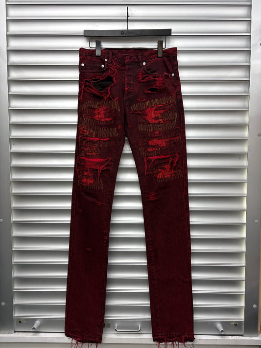 Dior Red Distressed Denim - 29**