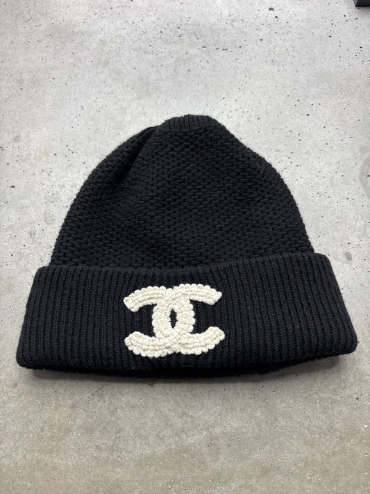 Chanel Black Cashmere Big C Beanie