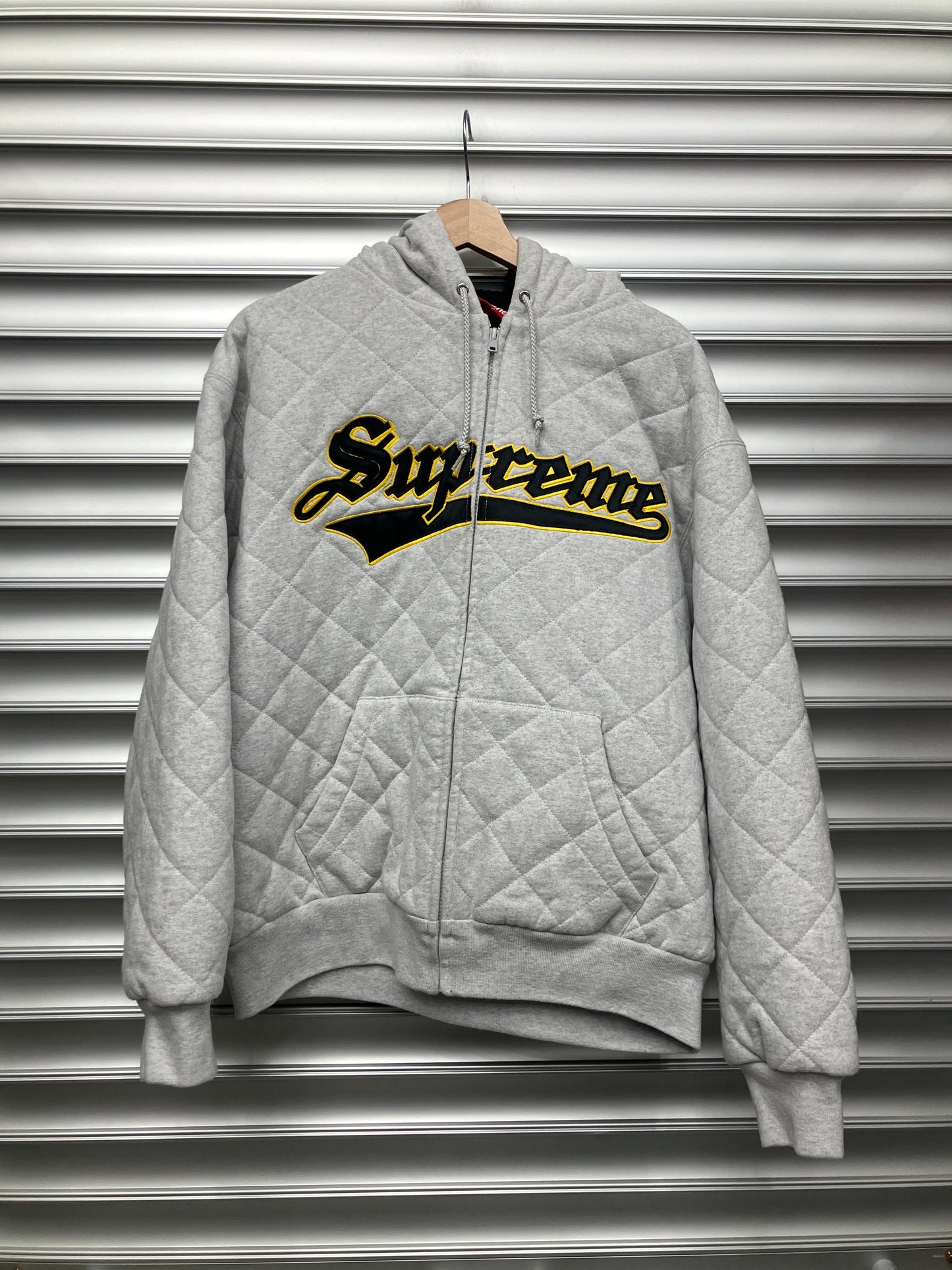 Supreme Grey/Yellow Qulited Zip Up - Medium