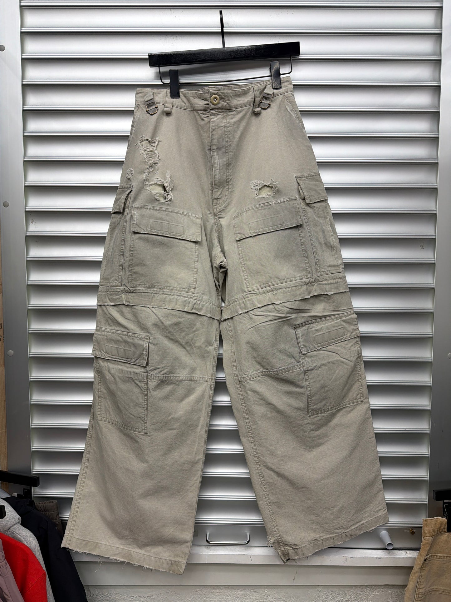 Balenciaga Distressed Tan Baggy Cargos - 48