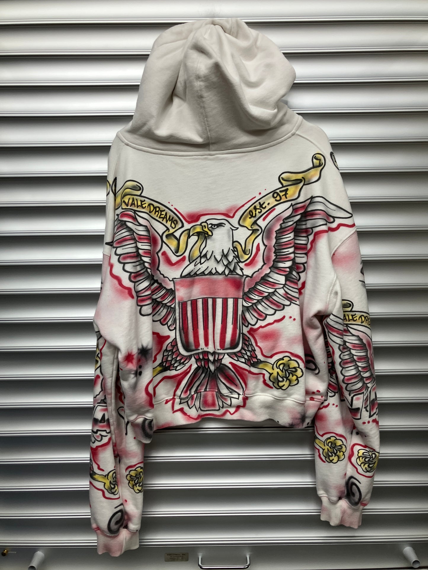 Vale Spray Painted Eagle Zip Up Hoodie - L