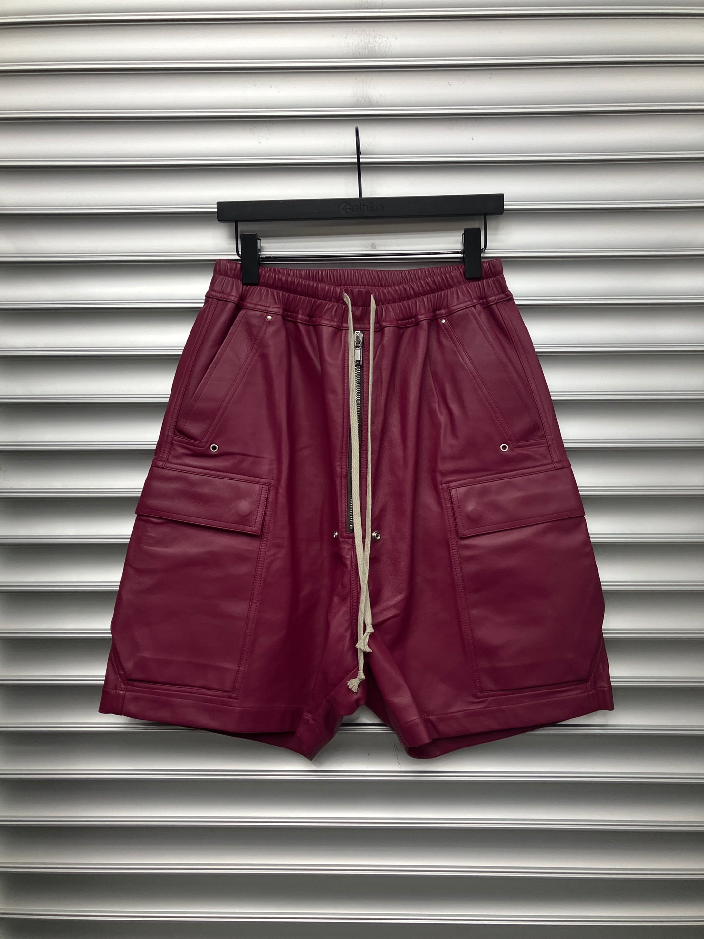 Rick Owens Leather Fuschia Shorts - 48