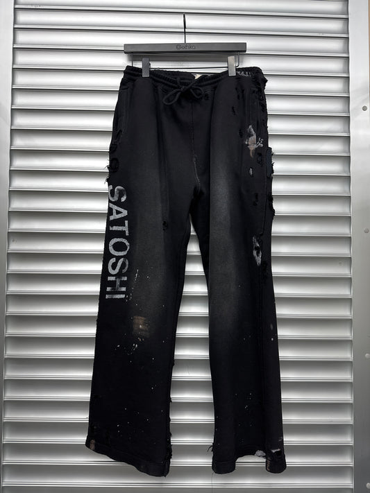 Satoshi Nakamoto Black Paint Splatter Sweatpants - L