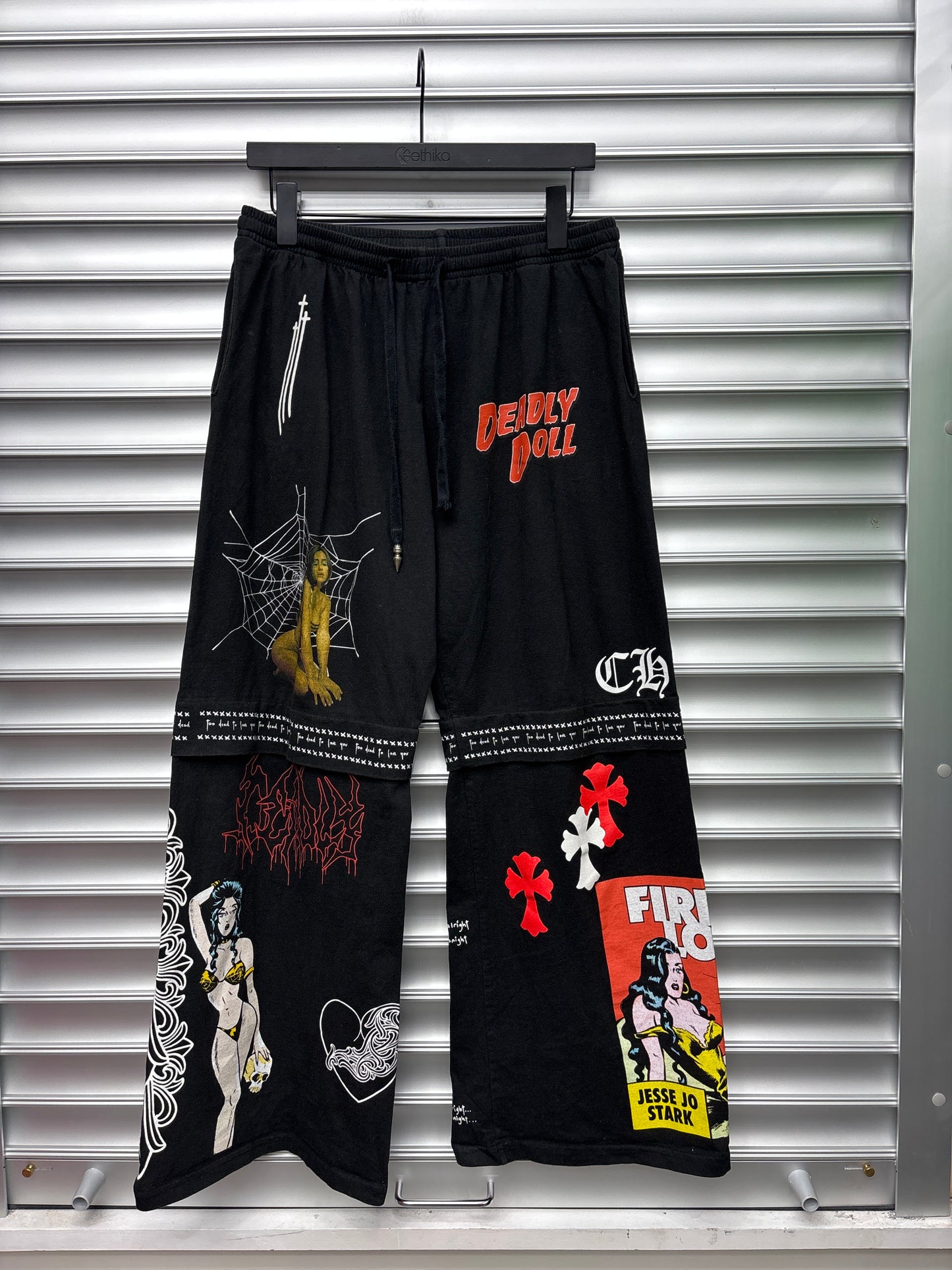 Chrome Hearts Deadly Doll Black Sweatpants - M