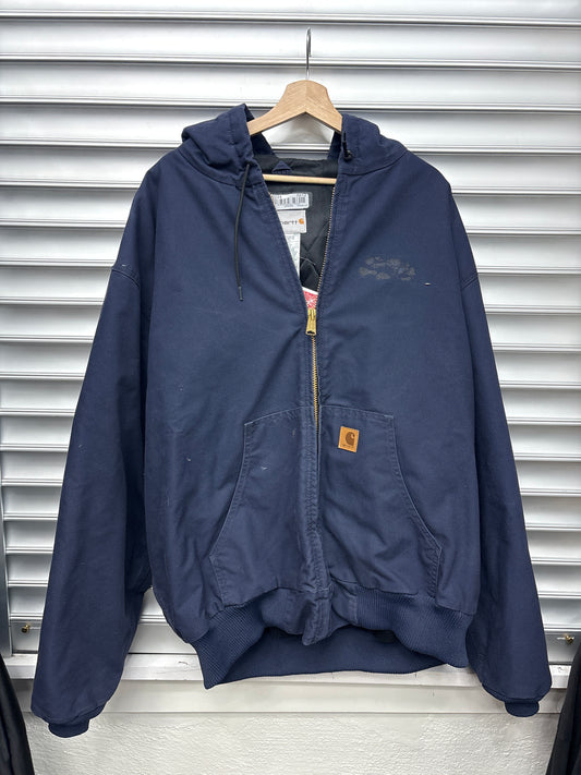 Vintage Carhartt Navy Hooded Jacket - XXXL**