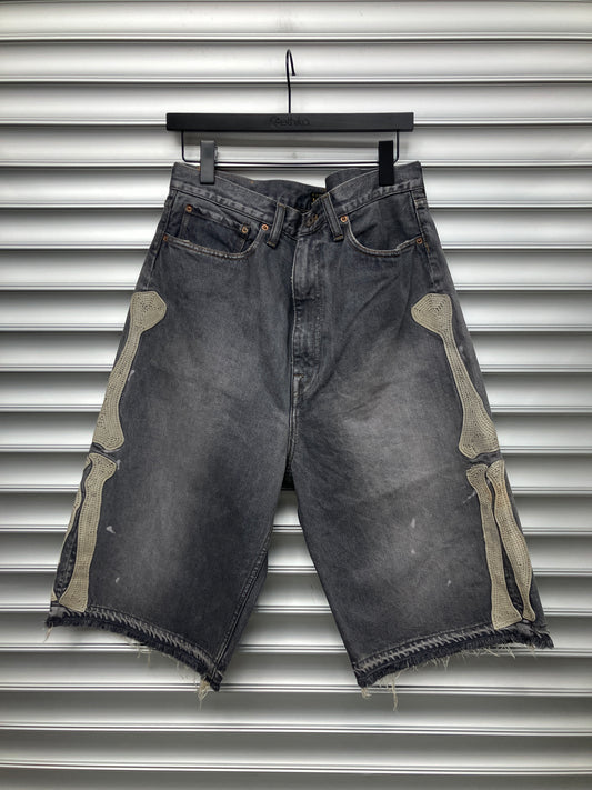 Kapital Dark Wash Bone Shorts - 36