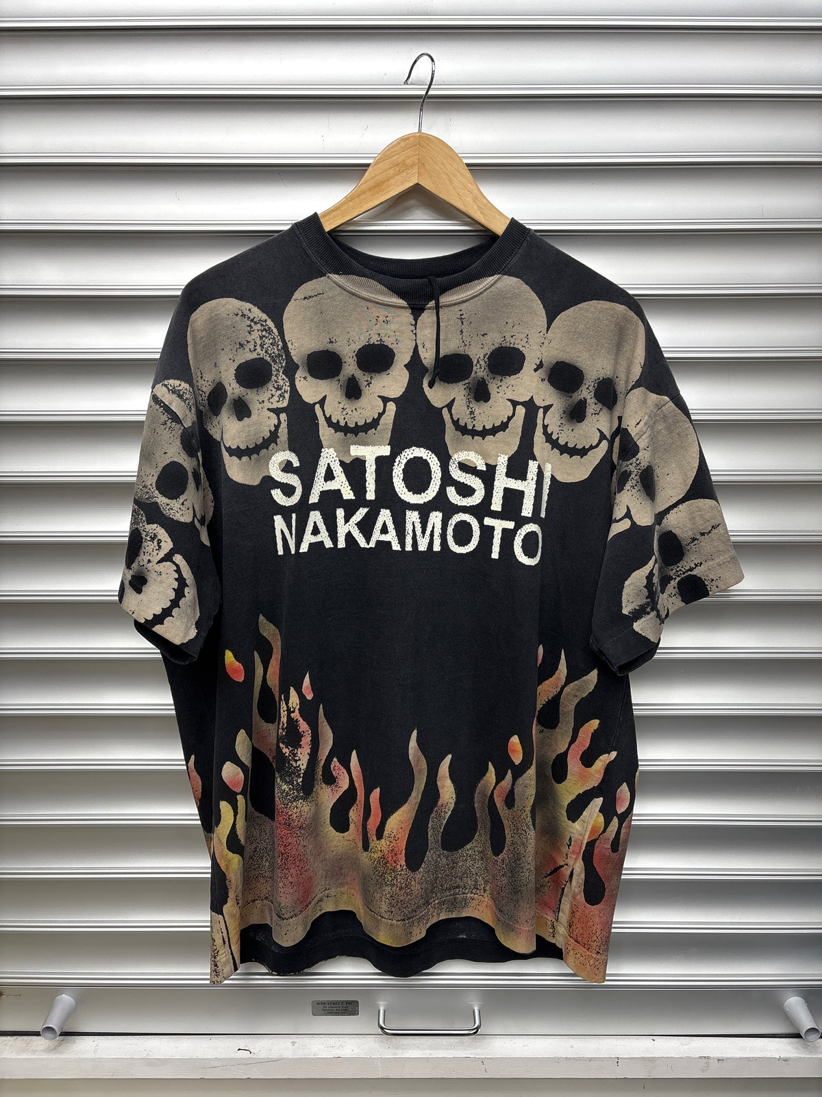 Satoshi Nakamoto Skull Flame Tee - M **