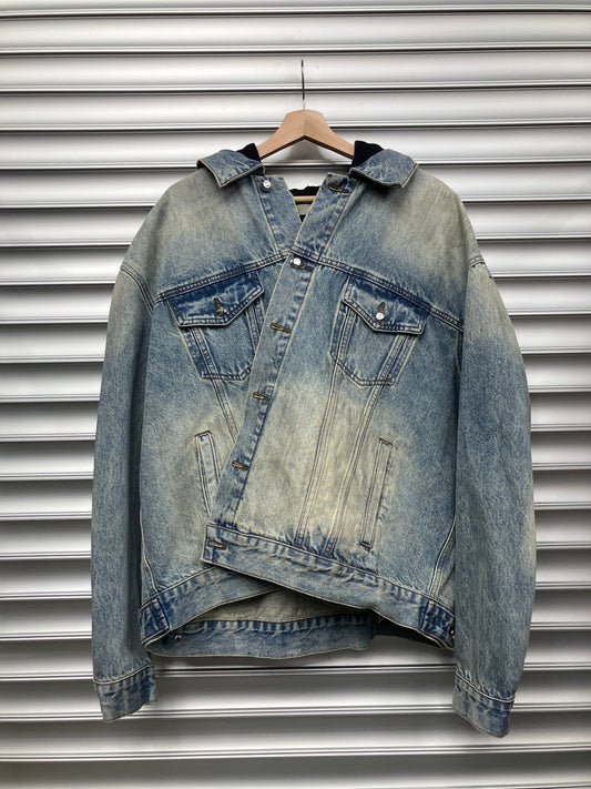 Alice Hooded Blue Denim Jacket - L