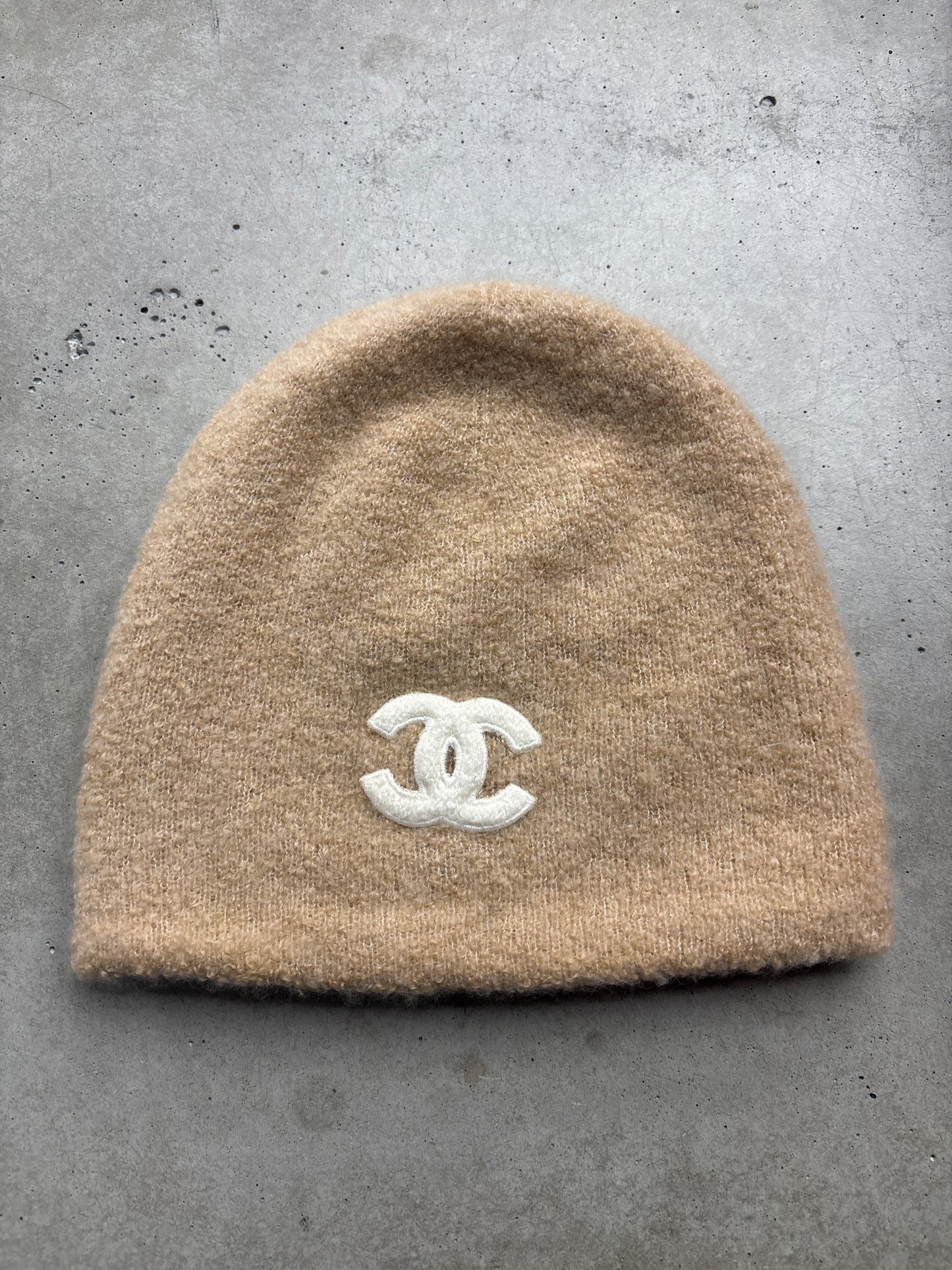 Chanel Tan Cashmere Slip On Beanie