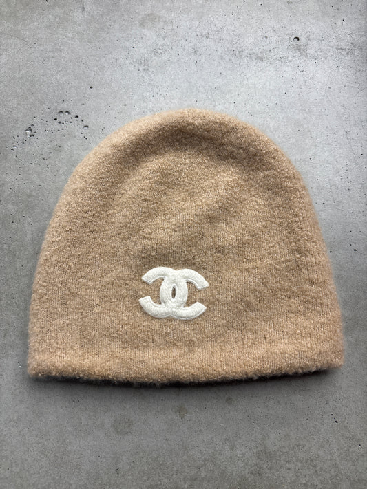 Chanel Tan Cashmere Slip On Beanie