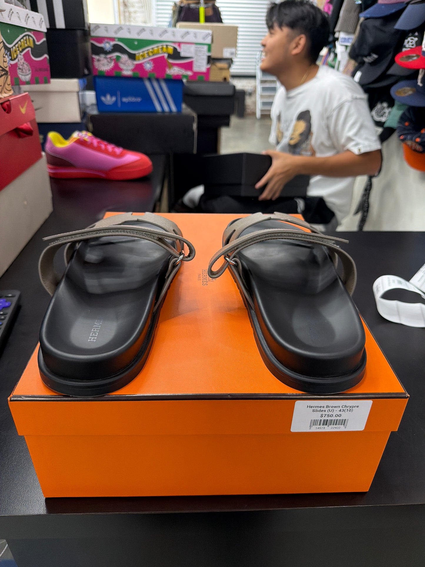 Hermes Brown Chrypre Slides (U) - 43(10)