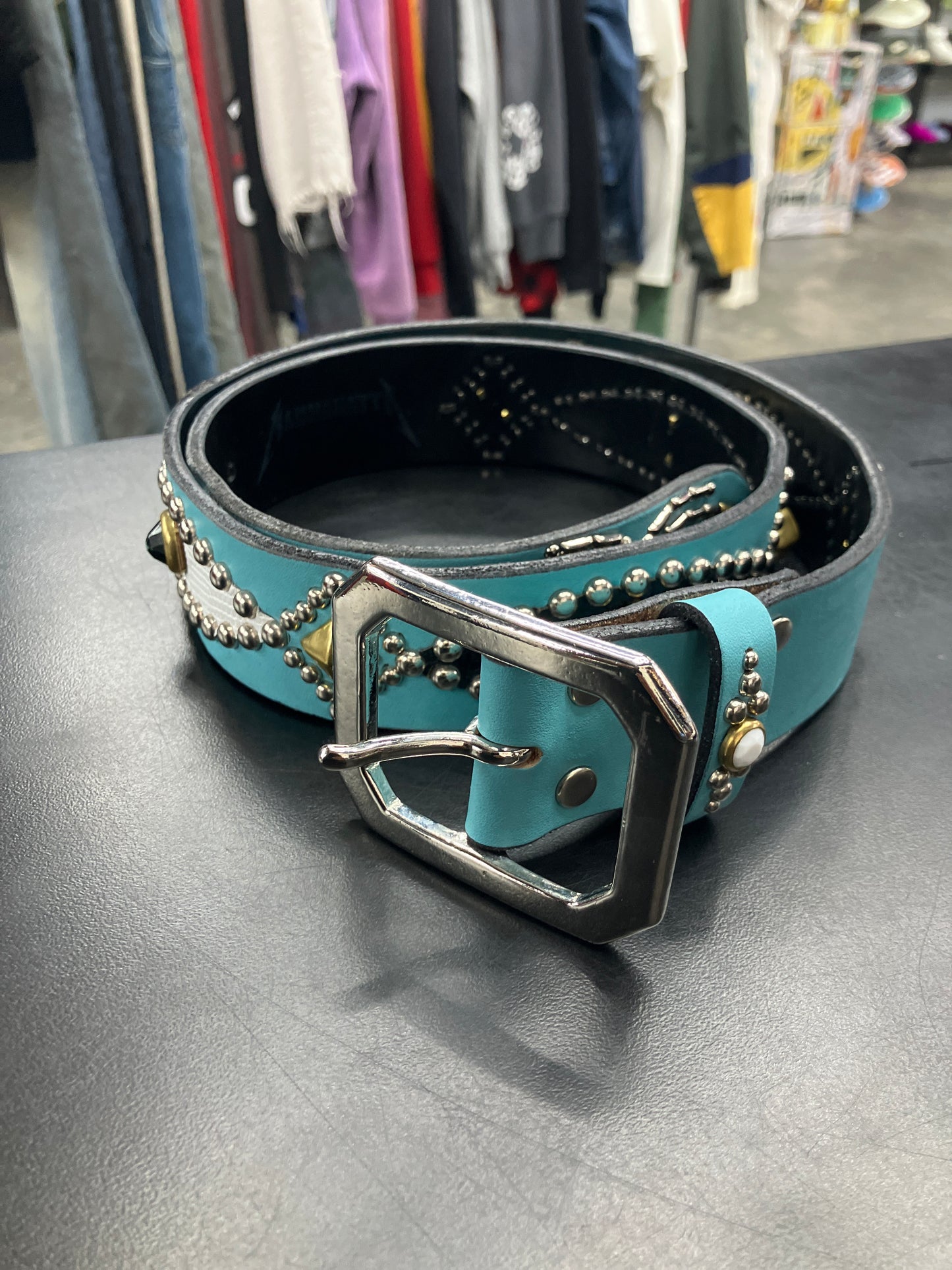 Mannahatta UNC Lizard Studded Belt - 34