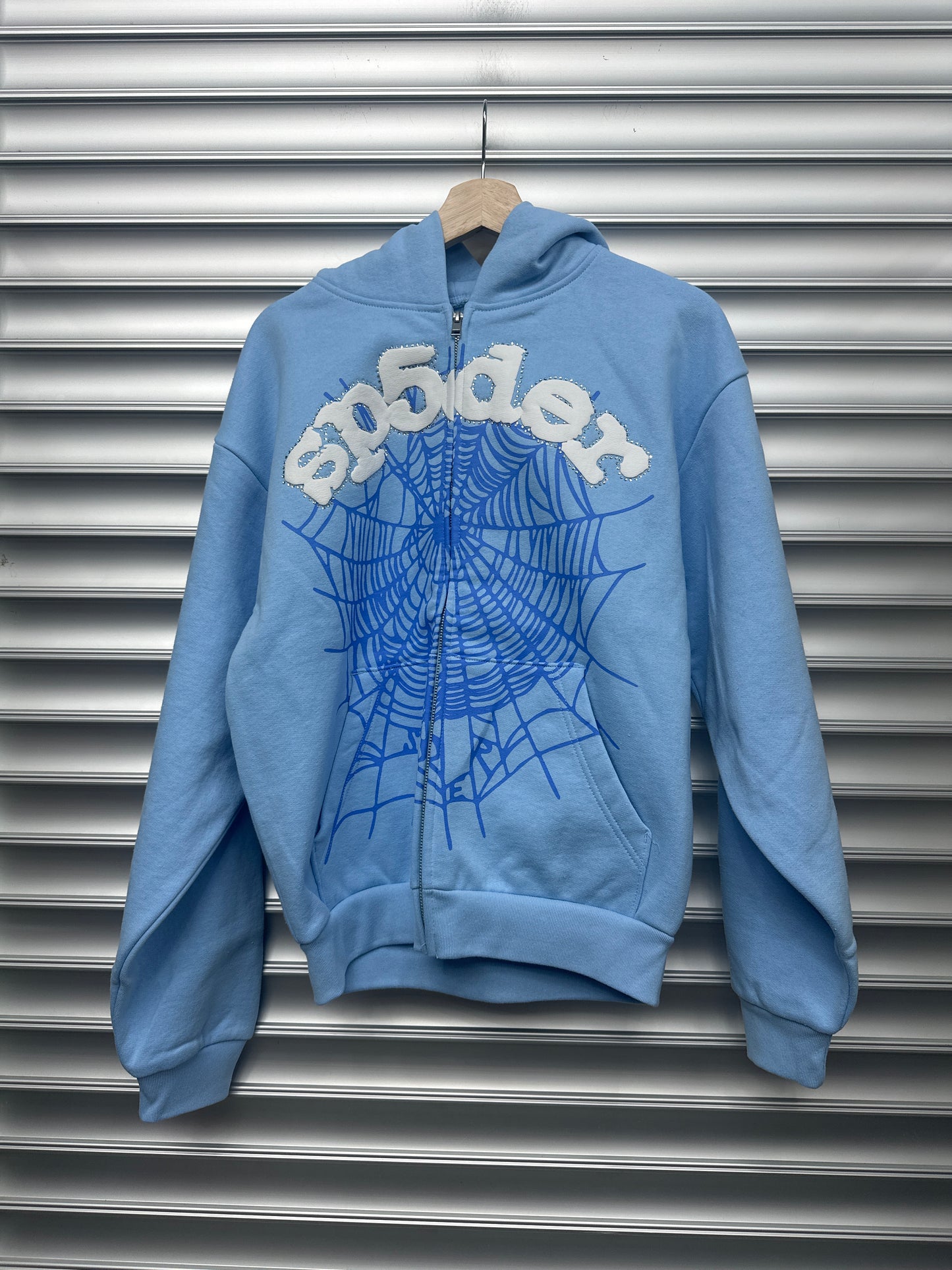Spider Blue Rhinestone Zip Up - S