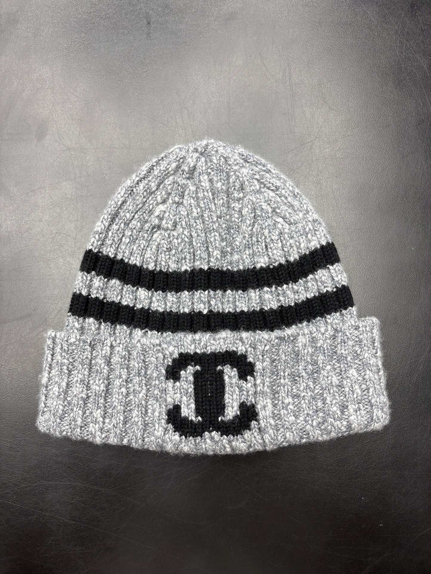 Chanel Grey Knit Beanie