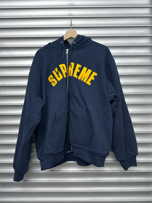 Supreme Navy Yellow Thermal Line Hoodie - L