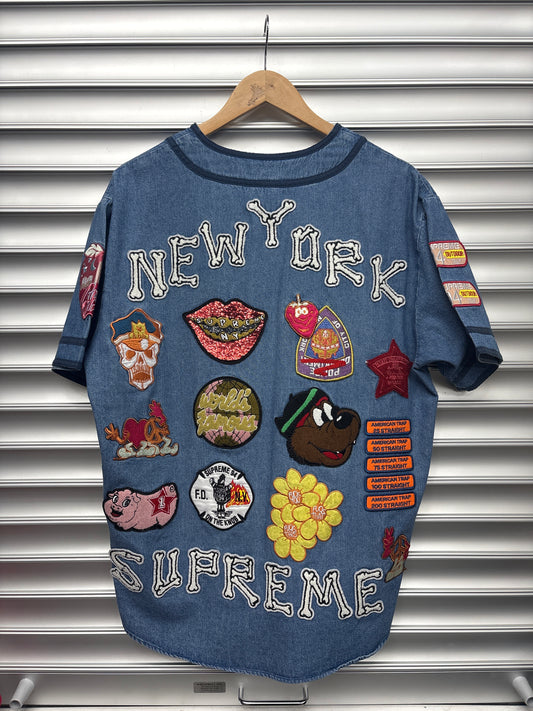 Supreme Patches Denim Jersey - M**