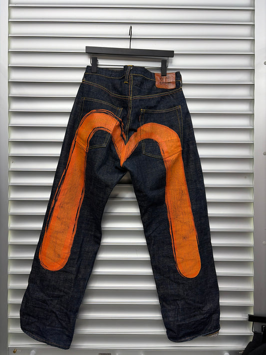 Evisu Orange Denim - 34x35