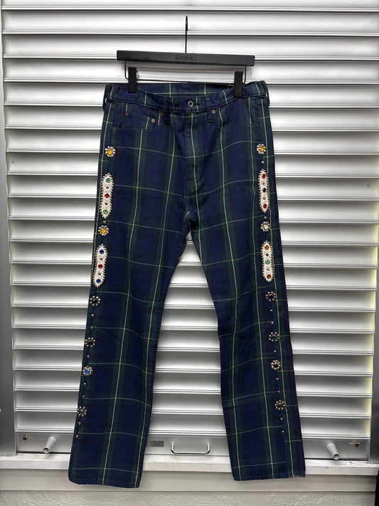 Kapital Plaid Green Jewel Pant - 34 **