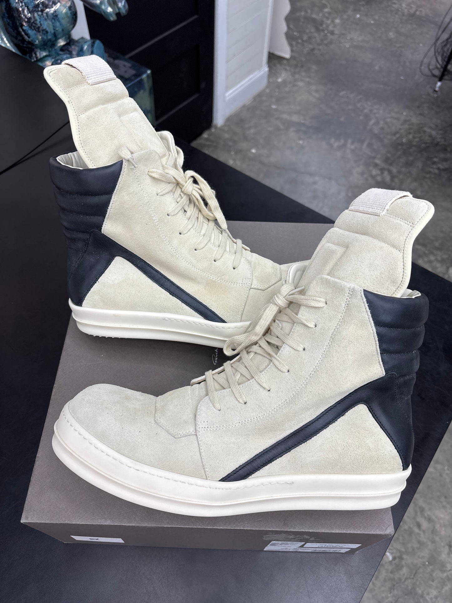 Rick Owen Geobasket Suede Milk (U) - 46(13)